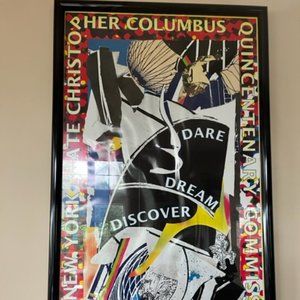 Framed poster NewYork Columbus Quincentenary Commission  1492-1992